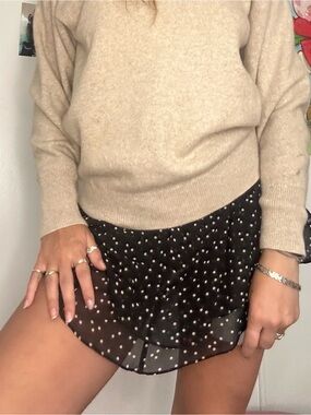 Urban Outfitters Black Mini Skort with White Polka Dots